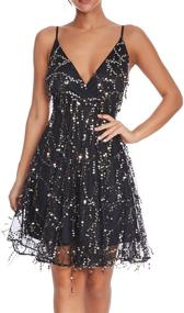 img 4 attached to 👗 Glamorous 1920s Inspired Houstil Women's V Neck Sequin Glitter Fringed Flapper Party Dress