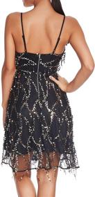 img 3 attached to 👗 Glamorous 1920s Inspired Houstil Women's V Neck Sequin Glitter Fringed Flapper Party Dress