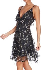 img 2 attached to 👗 Glamorous 1920s Inspired Houstil Women's V Neck Sequin Glitter Fringed Flapper Party Dress