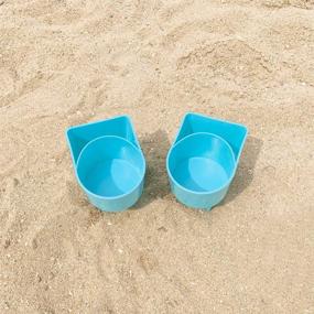 img 2 attached to Home Queen Beach Cup Holder with Pocket: Multi-Functional 2-Pack Blue Sand Coasters for Beverage, Phone, Sunglasses, and Key, Perfect Beach Accessory!