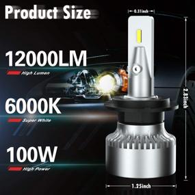 img 3 attached to 💡 JUNING H7 LED Headlight Bulbs: Powerful 100W, 12000LM, 6000K Cool White - High/Low Beam & Fog Light Conversion Kit