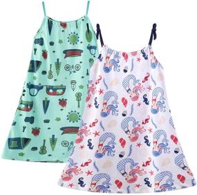 img 4 attached to Sleeveless Dinosaur Watermelon 👗 Spaghetti Dress for Girls by HILEELANG