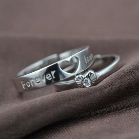 img 2 attached to Sterling Silver Adjustable Couples Wedding Band Rings - Set of 2