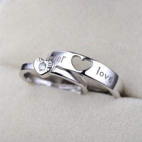 img 1 attached to Sterling Silver Adjustable Couples Wedding Band Rings - Set of 2