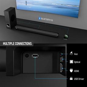 img 3 attached to 🔊 Premium Soundbar with Subwoofer - 2.1CH 3D Surround Sound, 4K & HD TV Compatibility, HDMI(arc)/Optical/Aux/USB/Bluetooth5.0 - Model: P28, 160W