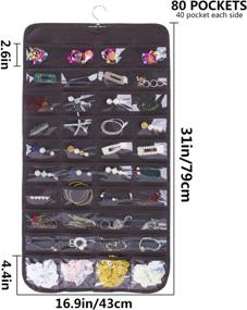 img 2 attached to 👛 SPIKG Hanging Jewelry Organizer Holder - Coffee, 80 Pockets: Perfect Storage Bag for Earrings, Necklaces, Bracelets, Rings, and Accessories