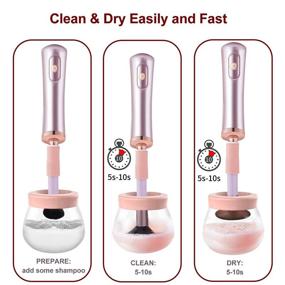 img 1 attached to 💄 Electric Makeup Brush Cleaner and Dryer with 8 Rubber Collars, Rapidly Clean and Dry in Seconds, Ink Shaker, Eyelash Adhesives Mixer