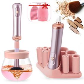 img 4 attached to 💄 Electric Makeup Brush Cleaner and Dryer with 8 Rubber Collars, Rapidly Clean and Dry in Seconds, Ink Shaker, Eyelash Adhesives Mixer