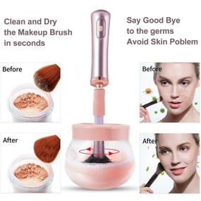 img 3 attached to 💄 Electric Makeup Brush Cleaner and Dryer with 8 Rubber Collars, Rapidly Clean and Dry in Seconds, Ink Shaker, Eyelash Adhesives Mixer