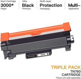 img 3 attached to 🖨️ E-Z Ink (TM) TN760 TN730 Compatible Toner Cartridge Replacement for Brother HL-L2350DW DCP-L2550DW (Black, 3 Pack): High-Performance Printing Solutions for HLL2395DW HLL2390DW HL-L2370DW MFC-L2750DW MFC-L2710DW