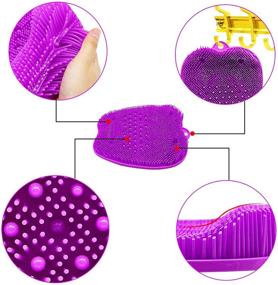 img 1 attached to 🦶 SinLoon Feet Brush Cleaner Foot Massager Exfoliating Shower Mat with Non-Slip Suction Cups and Soft Bristles for Improved Foot Circulation - Purple, Small Size