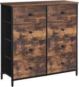 img 2 attached to Rustic Brown and Black Industrial Dresser Storage Tower by SONGMICS - Metal Frame, Wooden Top and Front, 8 Fabric Drawers ULGS024B01