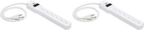 img 4 attached to 💡 Pack of 2 Amazon Basics 6-Outlet, White Power Strip Surge Protector - 2 Foot, 200 Joule