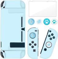 🔵 blue dockable switch protective case cover with glass screen protector - anti-scratch shock-absorption grip for nintendo switch logo