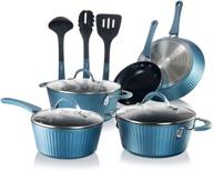 🍳 nutrichef nonstick cookware set with excilon coating - 11 pcs blue kitchen ware: saucepan, frying pans, cooking pots, lids, utensils - ptfe/pfoa/pfos free logo