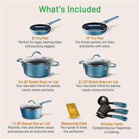 img 3 attached to 🍳 NutriChef Nonstick Cookware Set with Excilon Coating - 11 Pcs Blue Kitchen Ware: Saucepan, Frying Pans, Cooking Pots, Lids, Utensils - PTFE/PFOA/PFOS Free