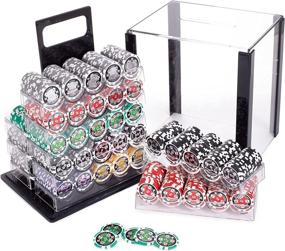 img 3 attached to 🎰 Ace Casino Poker Chips Set - 1000 High-Quality (14-Gram) Clay Composite Chips, Premium Playing Cards, Dice, Dealer Button, & Acrylic Display Case - Professional Supplies, Kits, Holders, & Storage Container