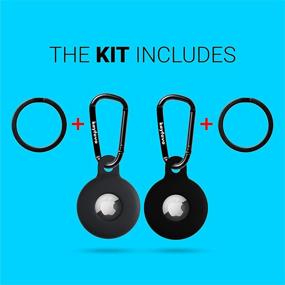 img 1 attached to Airtag Holder, Case & Accessories - Key Ring, Keychain & Silicone Cover 2 Pack in Grey & Black