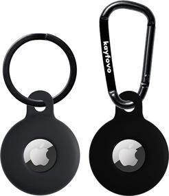 img 4 attached to Airtag Holder, Case & Accessories - Key Ring, Keychain & Silicone Cover 2 Pack in Grey & Black
