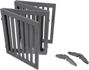 img 1 attached to 🐶 Unipaws Freestanding Wooden Dog Gate - Foldable Pet Gate with 2 Support Feet - Gray - Indoor Use Only