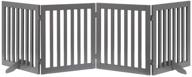 🐶 unipaws freestanding wooden dog gate - foldable pet gate with 2 support feet - gray - indoor use only логотип