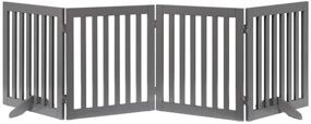 img 4 attached to 🐶 Unipaws Freestanding Wooden Dog Gate - Foldable Pet Gate with 2 Support Feet - Gray - Indoor Use Only