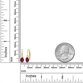 img 1 attached to 1.44 Ct Oval Red Created Ruby and White Created Sapphire Earrings in 14K Yellow Gold, 3/4 Inch - Gem Stone King