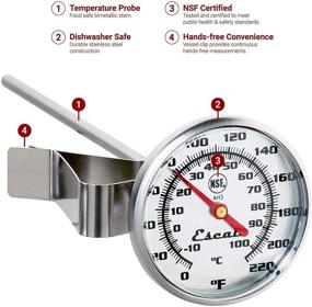 img 3 attached to 🌡️ NSF Certified Commercial Instant Read Large Dial Thermometer W/Clip, Silver by Escali AH3