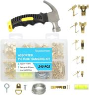 🖼️ complete picture hanging kit - 241 pieces of assorted hardware, hooks, nails, and accessories for heavy duty photo frame hanging, includes stubby claw hammer logo