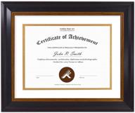 🖼️ golden state art 8x10 frame: black gold & burgundy color, double mat & real glass - ideal for 6x8 diploma, certificate, or picture logo