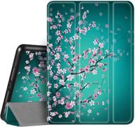 hepix ipad 10.2 case 9th/8th/7th generation, pink flower floral case with pencil holder + auto sleep wake, shockproof green cover for a2430 a2270 a2428 a2197 a2198 a2200, cherry blossom (2021 2020 2019) logo