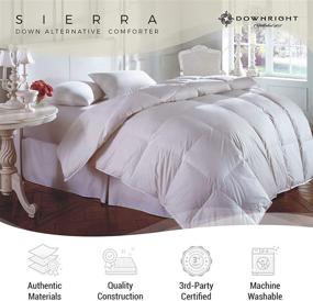img 2 attached to 🛏️ Downright SIERRA Luxury Down Alternative Fiber Comforter – Hypoallergenic Queen Size Bedding – Comforel Fiber, 330 Thread Count Cotton Cambric Cover