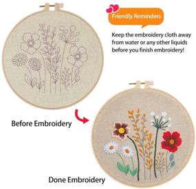 img 2 attached to 🧵 Complete Embroidery Starter Kit: RELIAN Stamped Embroidery Kit for Beginners with Patterns, Instructions, Hoops, Threads, and Tools