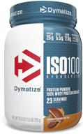 протеиновый порошок dymatize iso 100 whey - 25 г гидролизованного изолята сывороточного протеина на 100%, без глютена, быстровыпивающийся - 1,6 фунтов (25,6 унций) шоколадно-арахисовое масло - упаковка 1 логотип