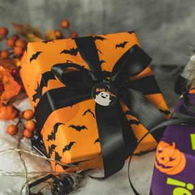 img 1 attached to 🎃 Бумага для упаковки подарков на Хэллоуин: Яркие дизайны - 4 рулона - 30 дюймов х 10 футов на рулон от RUSPEPA