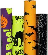 🎃 halloween gift wrapping paper rolls: vibrant designs - 4 rolls - 30 inches x 10 feet per roll by ruspepa logo