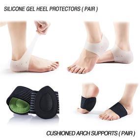 img 1 attached to 🌱 Ultimate Plantar Fasciitis Foot Pain Relief & Recovery Kit: Compression Foot Sleeves, Heel Cups, Arch Supports, Gel Inserts & Spiky Massage Ball for Fast Relief