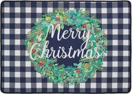 🎄 festive christmas buffalo plaid rug: welcome guests with style and comfort at your front door, indoor and outdoor entryway rug - 28x19.8 inch logo