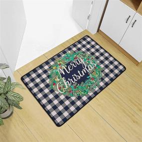 img 3 attached to 🎄 Festive Christmas Buffalo Plaid Rug: Welcome Guests with Style and Comfort at Your Front Door, Indoor and Outdoor Entryway Rug - 28x19.8 Inch
