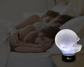 img 1 attached to DowBier 3D Illusion Multi Colors USB Sleeping Night Light Desk Lamp Room Decoration (Football Helmet)