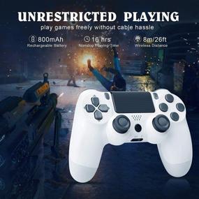 img 1 attached to 🎮 AUGEX Wireless Game Controller with Charging Cable, Two Motors - Black and White Variation