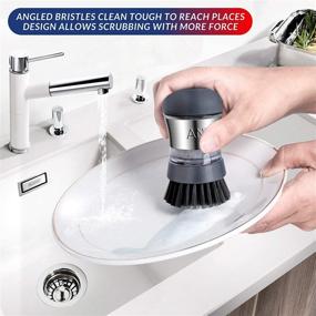 img 2 attached to 🧼 ANVIX Soap Dispensing Palm Brush 2pack: Powerful Dish Kitchen Scrubber with Durable Nylon Bristles