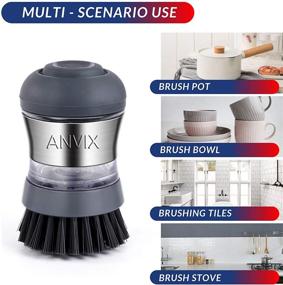 img 1 attached to 🧼 ANVIX Soap Dispensing Palm Brush 2pack: Powerful Dish Kitchen Scrubber with Durable Nylon Bristles