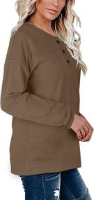 img 2 attached to Stylish Womens Henley Button Up Long Sleeve Sweatshirts by OFEEFAN: Casual Tunic Tops for Women