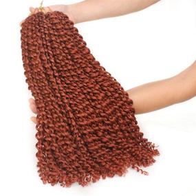 img 3 attached to Leeven 18 дюймов волнистые волосы для страсти Passion Twist Crochet Braids: горячая установка воды медного цвета красные страстные закрутки, бабочки Локсы, длинные богемные косы - 6 шт. (350#)