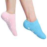 🧦 hydrating silicone gel socks - callus rough foot care treatment with moisturizing infused lotion spa socks, 2 pairs cotton gel sleeves for repairing and softening dry cracked feet skins logo