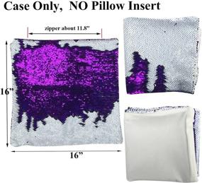 img 2 attached to 🧜 FUKiss 16x16 Sublimation Blanks Flip Sequin Pillow Case: Mermaid Reversible Throw Cover for Couch Sofa - DIY Heat Transfer, White & Deep Purple (2PCS)