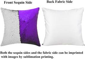 img 1 attached to 🧜 FUKiss 16x16 Sublimation Blanks Flip Sequin Pillow Case: Mermaid Reversible Throw Cover for Couch Sofa - DIY Heat Transfer, White & Deep Purple (2PCS)