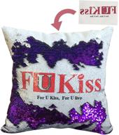 🧜 fukiss 16x16 sublimation blanks flip sequin pillow case: mermaid reversible throw cover for couch sofa - diy heat transfer, white & deep purple (2pcs) logo