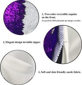 img 3 attached to 🧜 FUKiss 16x16 Sublimation Blanks Flip Sequin Pillow Case: Mermaid Reversible Throw Cover for Couch Sofa - DIY Heat Transfer, White & Deep Purple (2PCS)